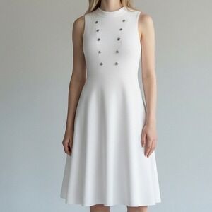 Tommy Hilfiger White Double Breasted Sleeveless Fit & Flare Sailor Dress 24W